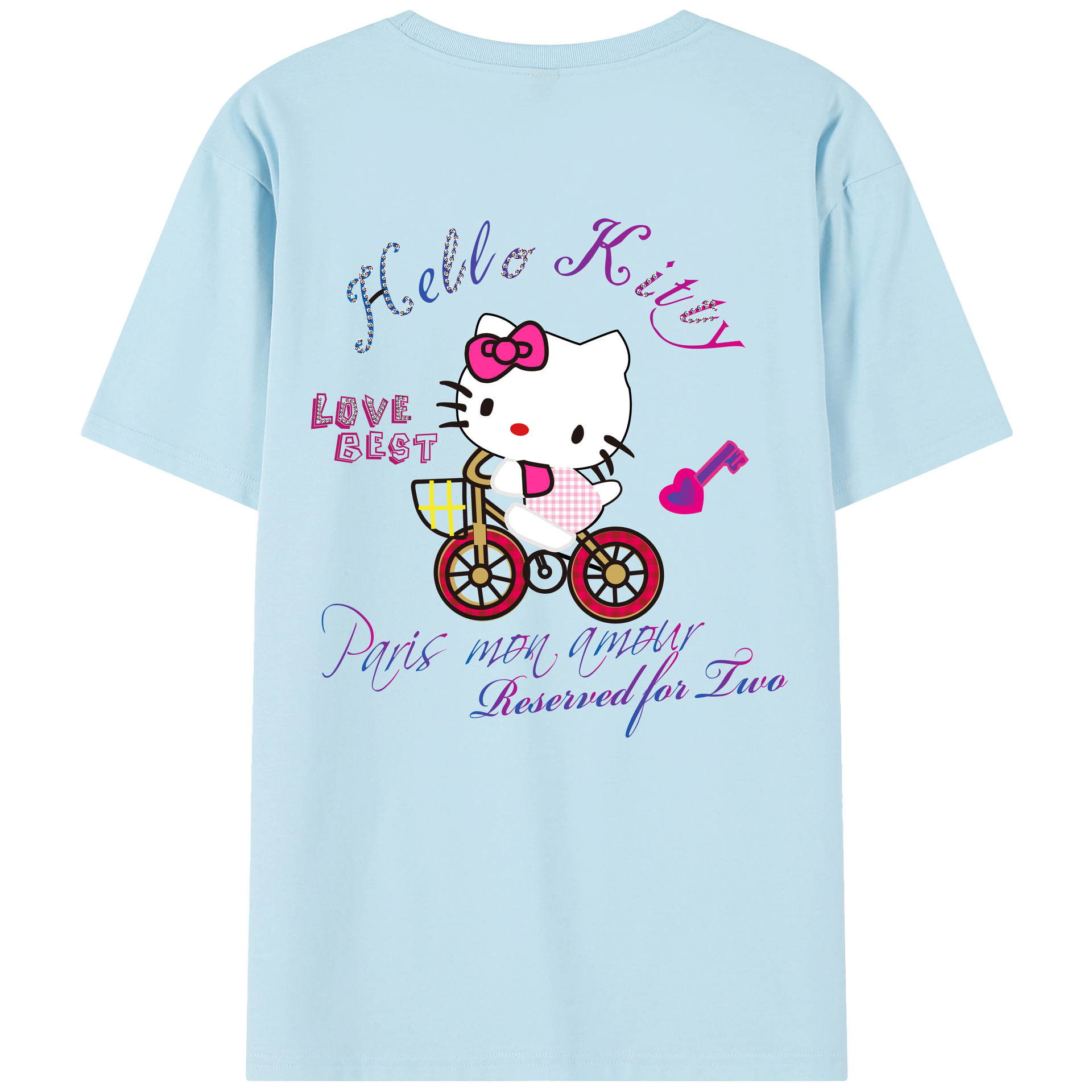 （画像用） Hello Kitty ハローキティ 綿100％半袖Tシャツ（背面プリント）